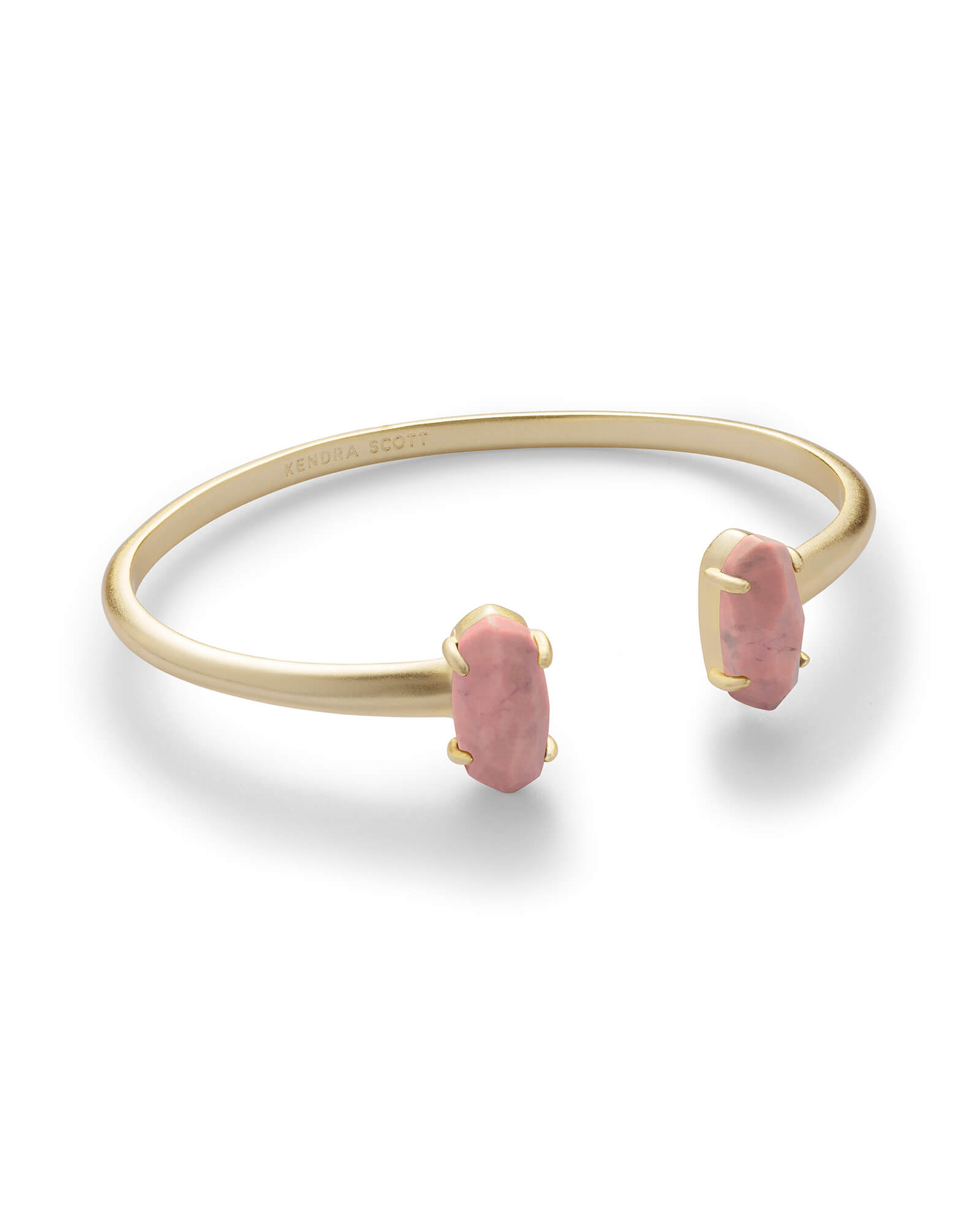 Edie Gold Cuff Bracelet in Pink Rhodonite