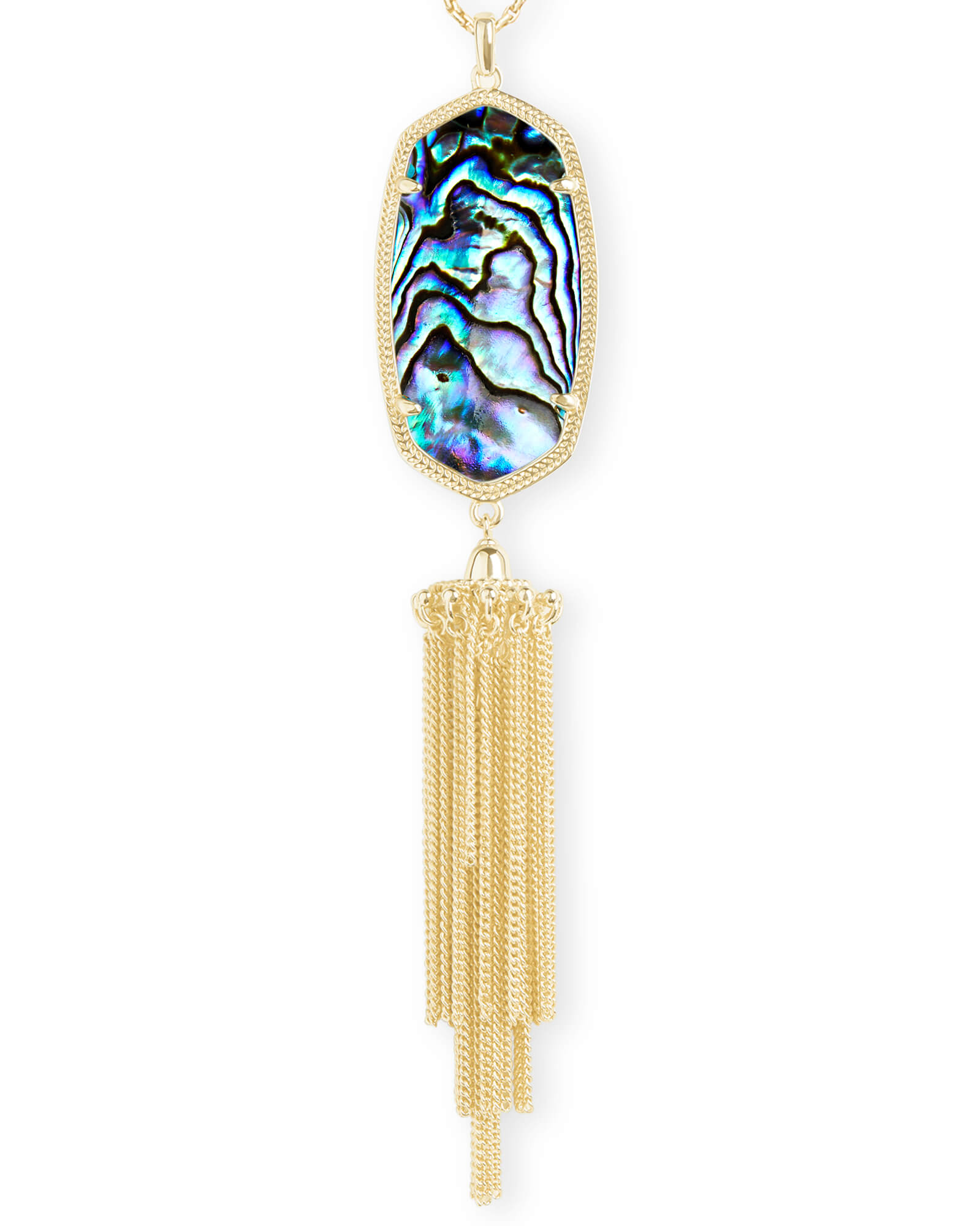 Rayne Gold Long Pendant Necklace in Abalone Shell | Kendra Scott