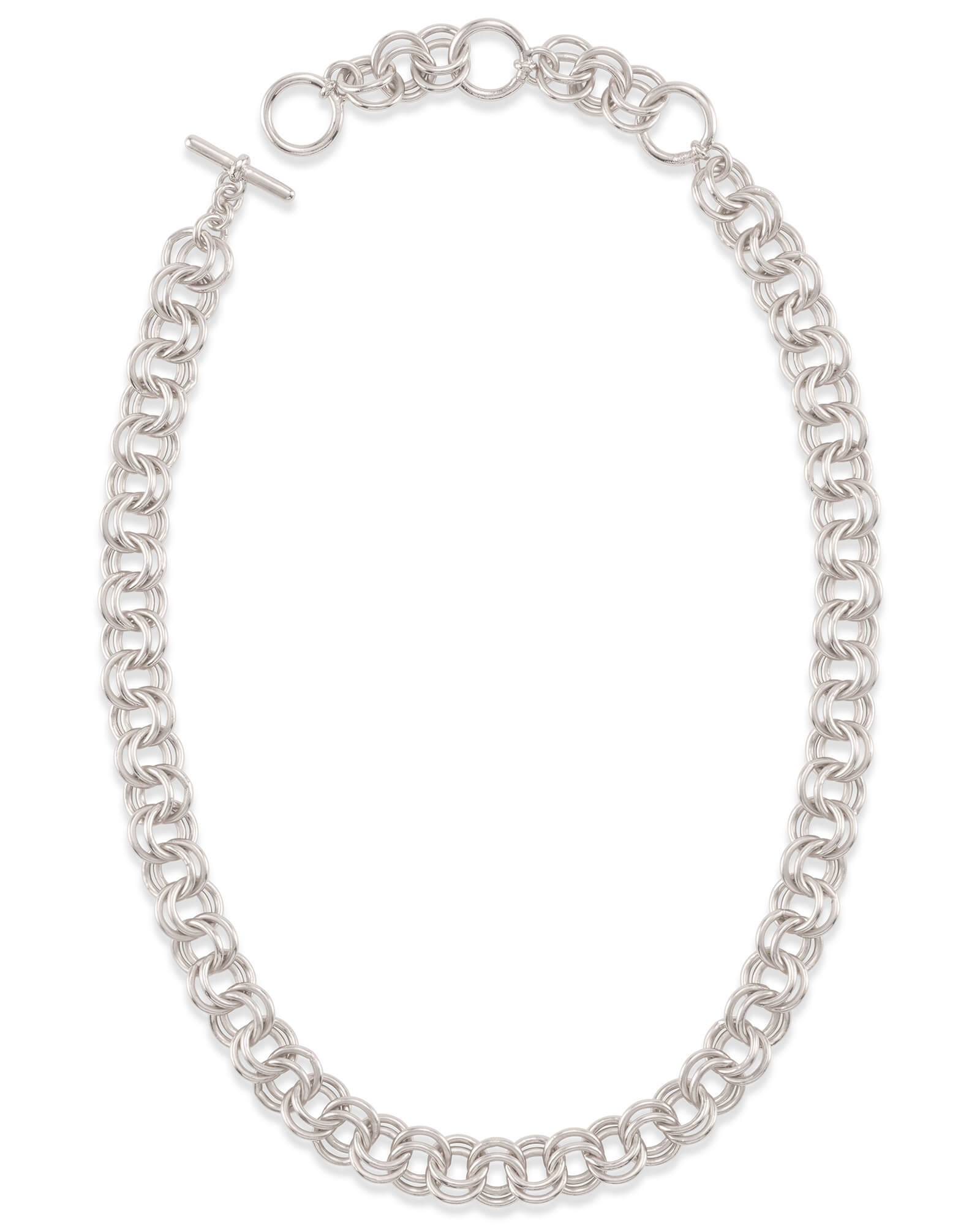 Womens Chunky Link 18 Chain Statement Necklace Silver