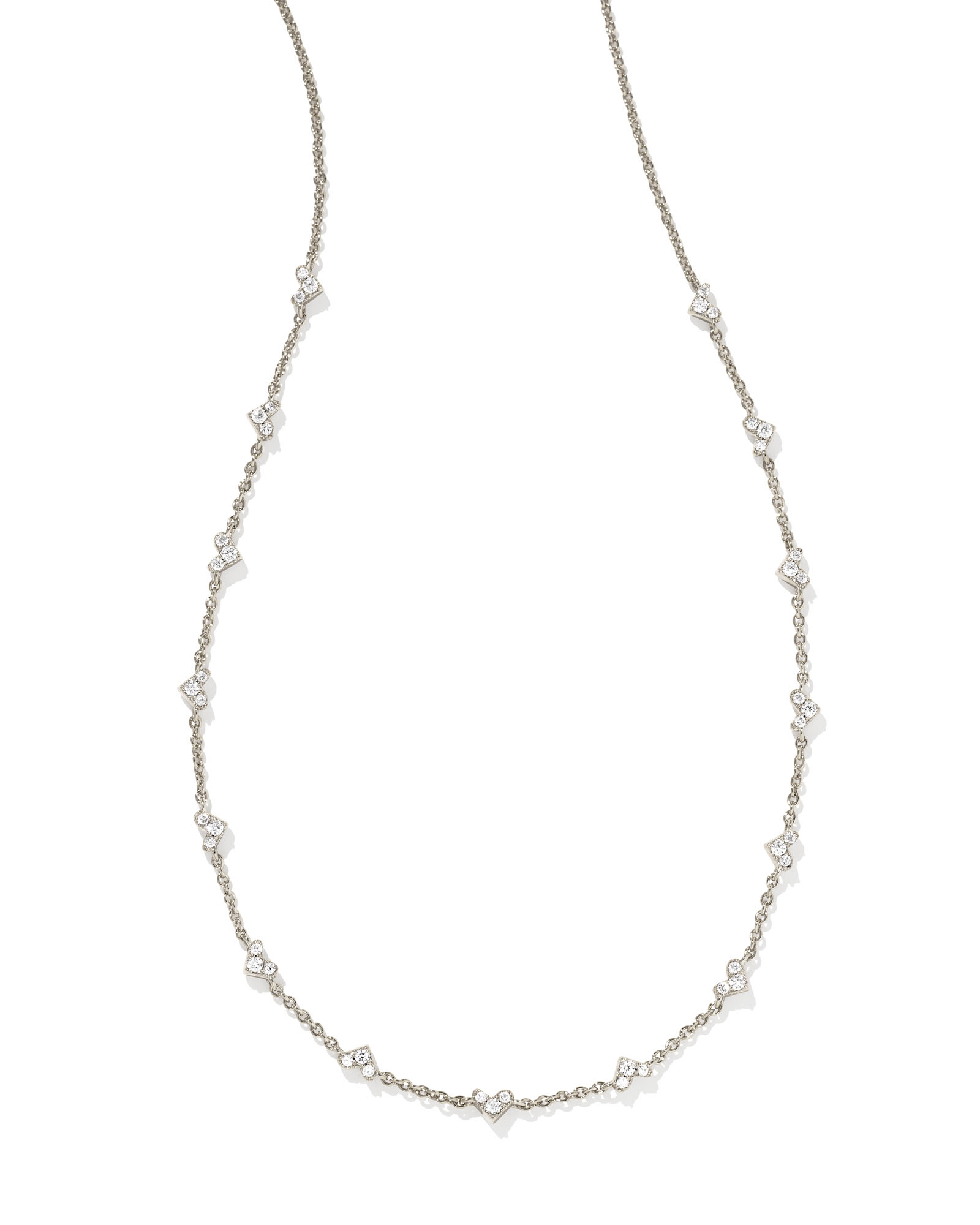 Haven Silver Crystal Heart Strand Necklace in White Crystal | Kendra Scott
