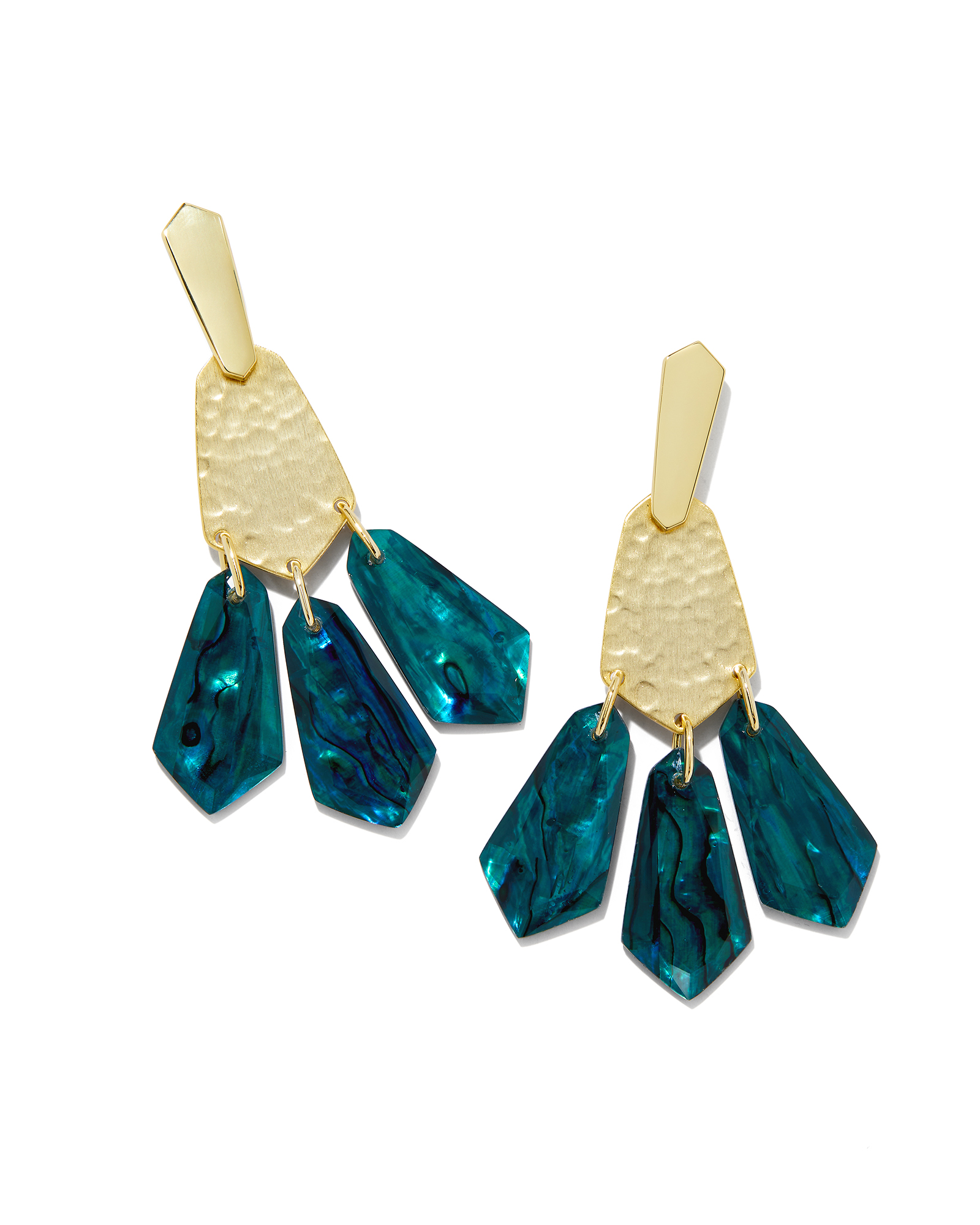 Loris Gold Statement Earrings in Teal Green Illusion