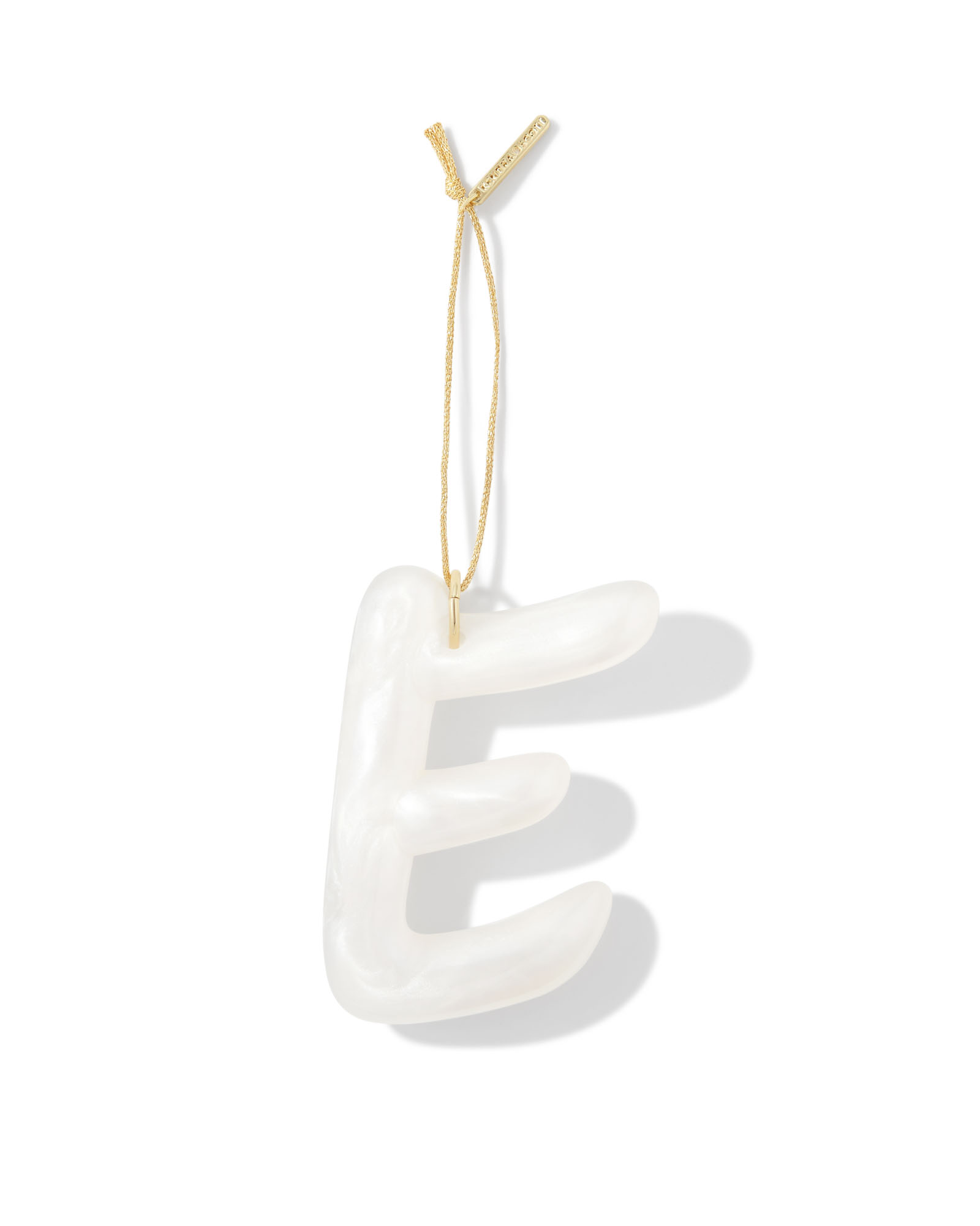 E Gold Ornament in Pearlescent Ivory Resin Kendra Scott