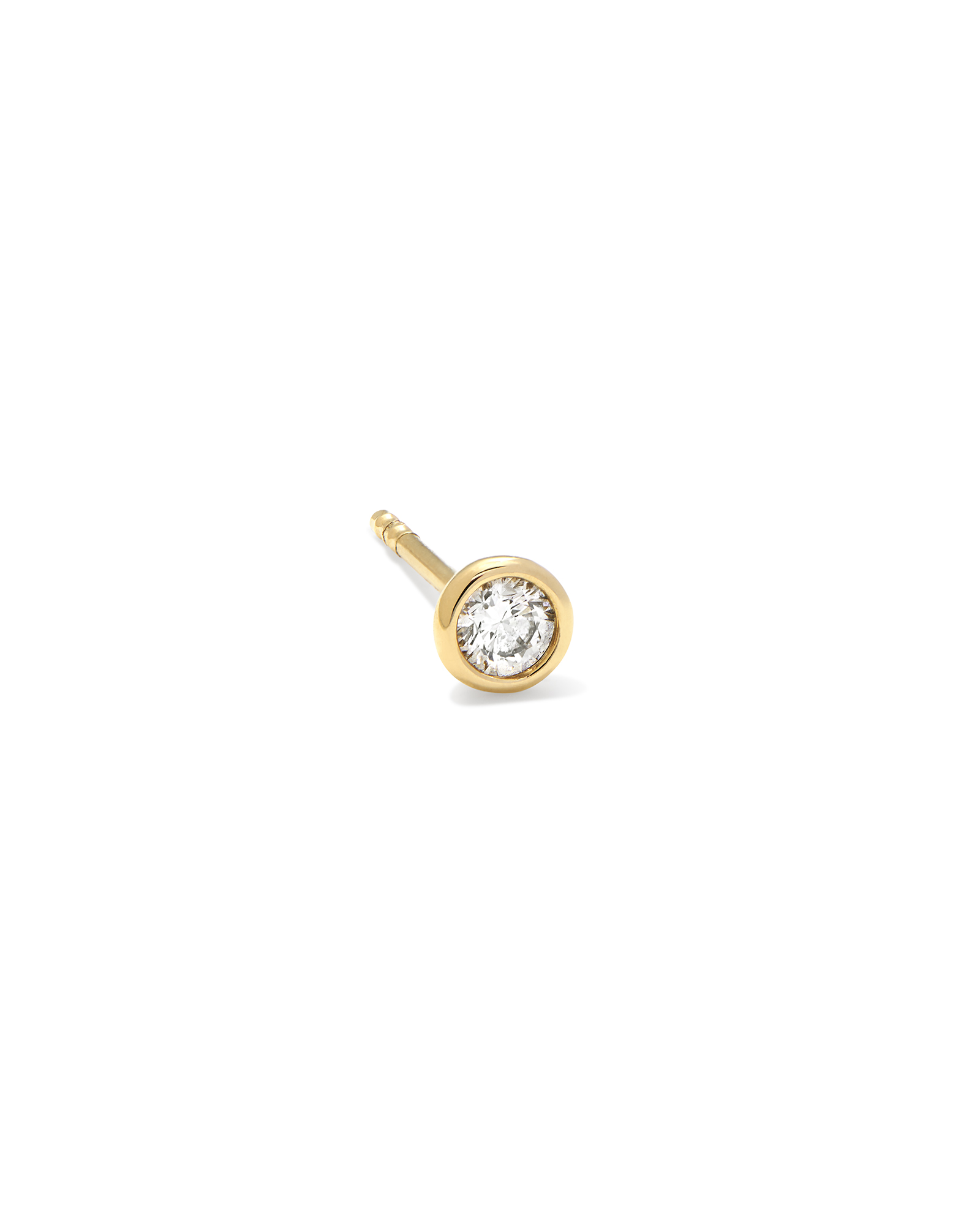 Audrey 14k Yellow Gold Medium Single Stud Earring in White Diamond ...