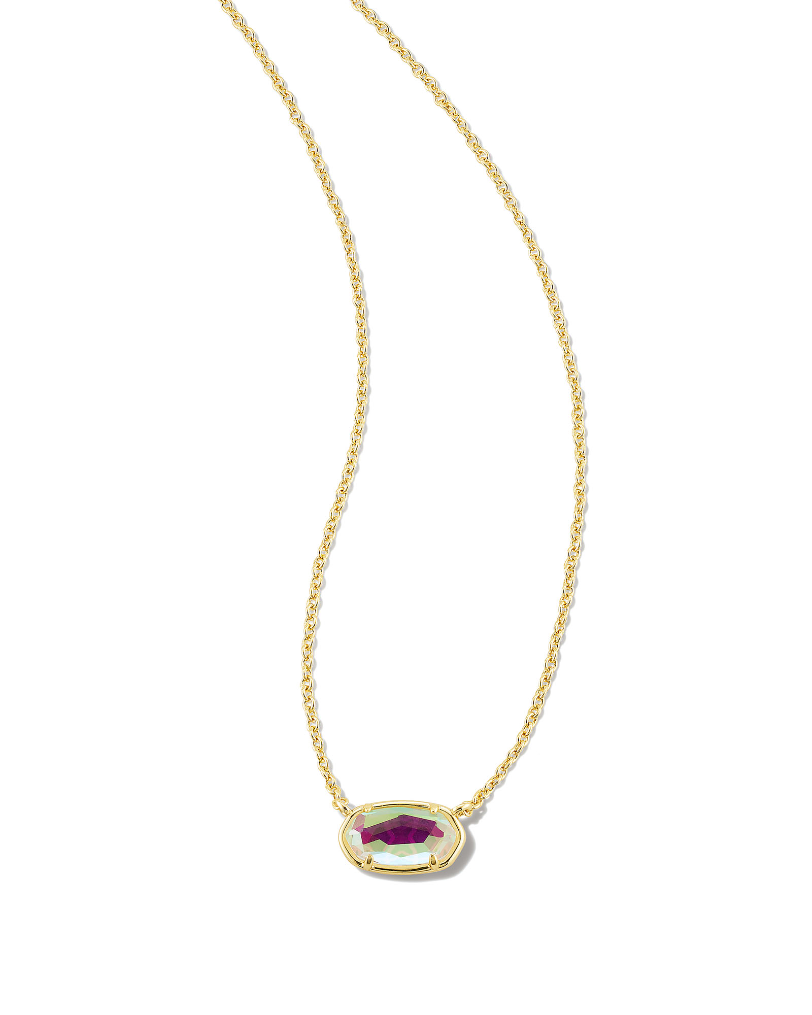 Ari Heart Gold Extended Length Pendant Necklace in Iridescent Drusy