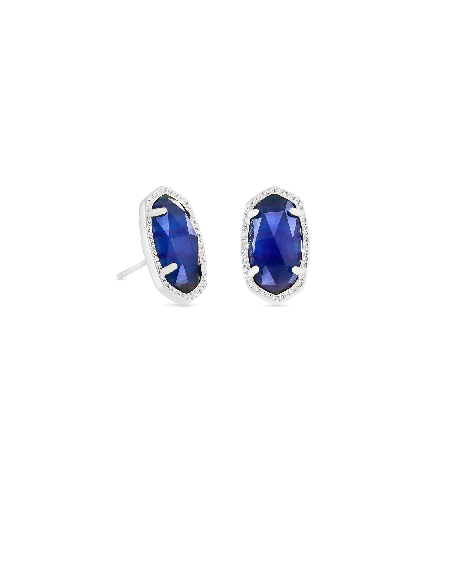 Ellie Silver Stud Earrings in Light Blue Illusion