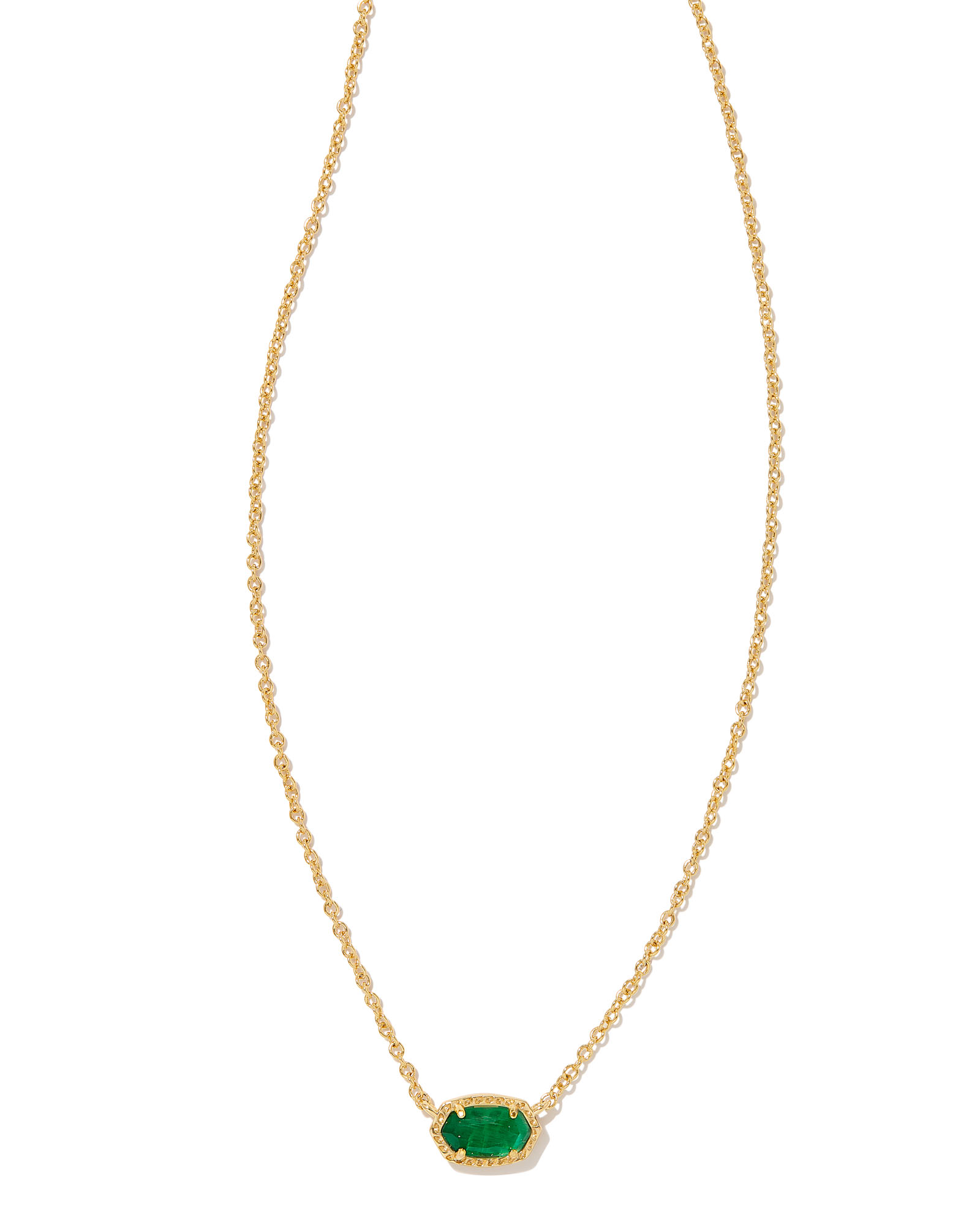 Kendra Scott ELISA Gold Pendant Necklace Emerald Cats Eye