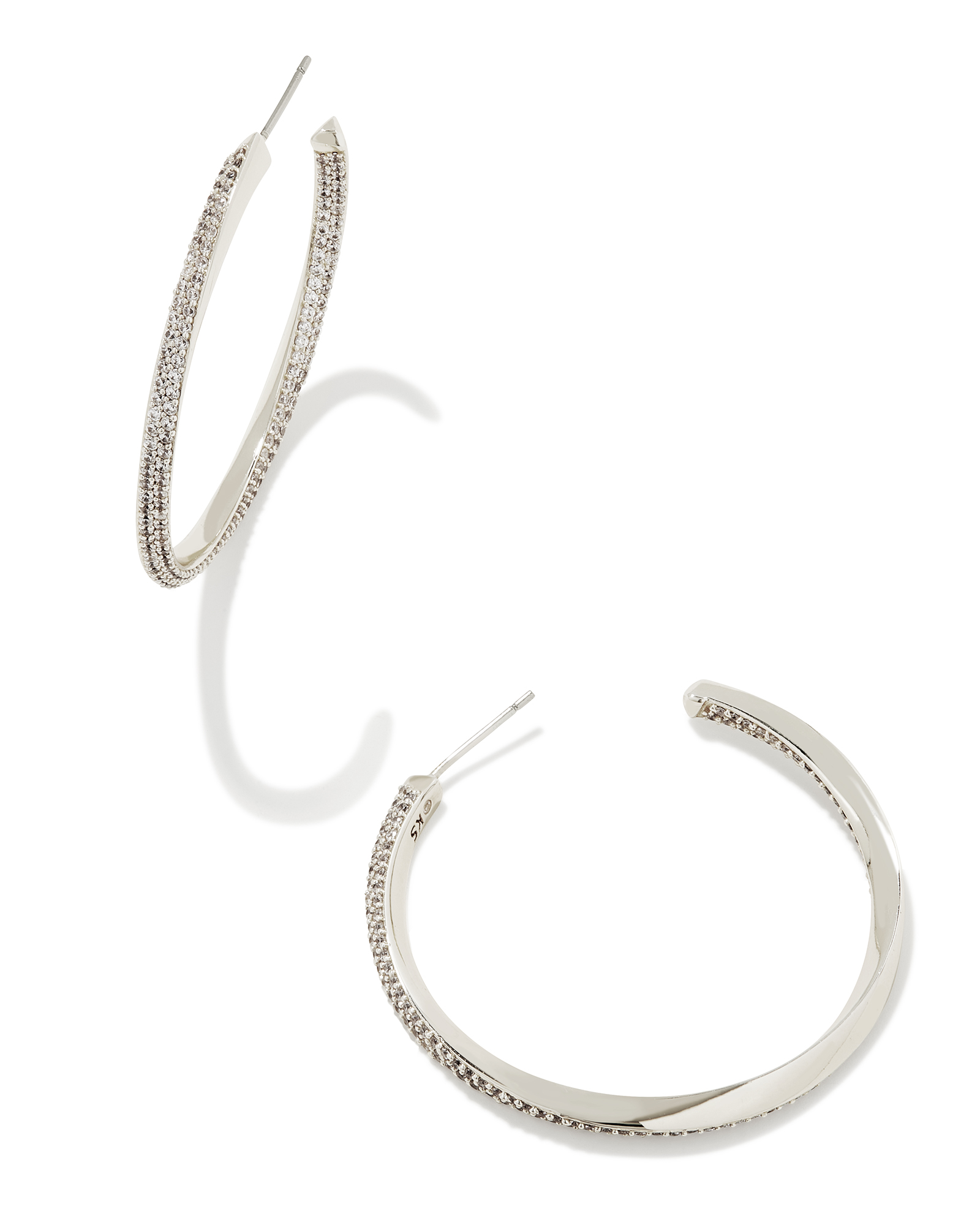 Ella Silver Hoop Earrings in White Crystal | Kendra Scott