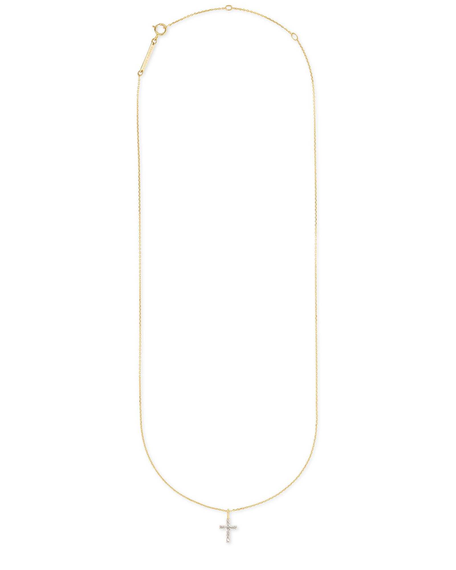 Cross 14k Yellow Gold Pendant Necklace in White Diamonds | Kendra Scott