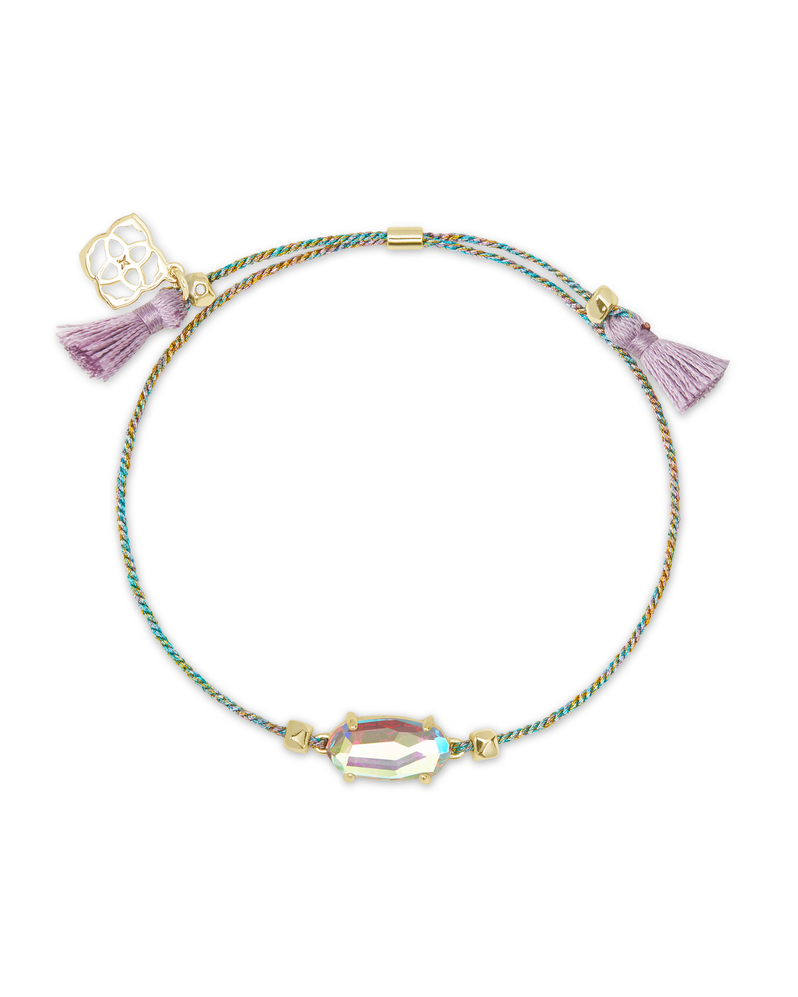 Everlyne Multicolor Cord Friendship Bracelet in Dichroic Glass